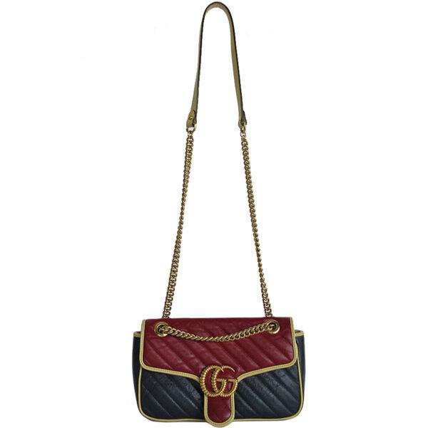 s0033g 1 Gucci GG Marmont Leather Shoulder Bag Burgundy Blue