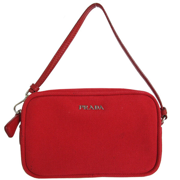 s0046g 1 Prada Pouch Canvas Leather Red