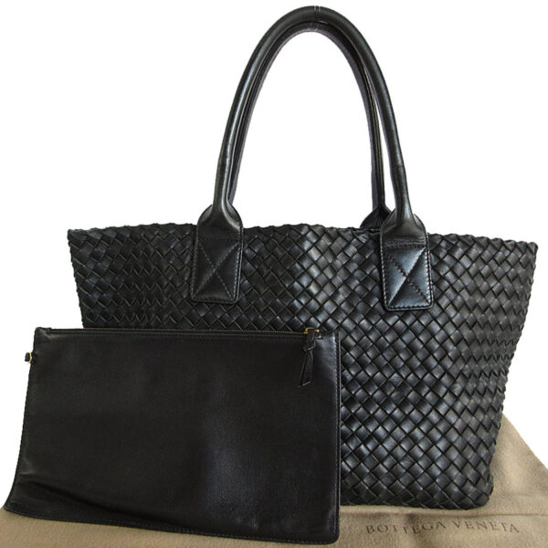 s0051f 1 Bottega Veneta Intrecciato Leather Tote Bag Black