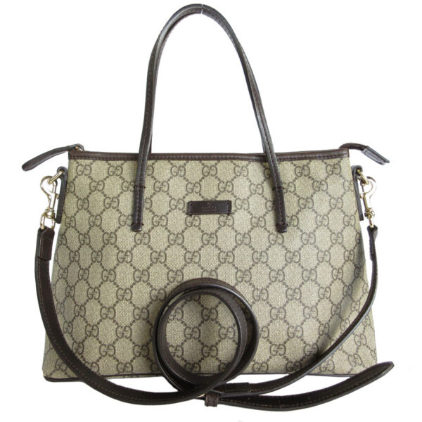 s0053a Gucci GG Supreme Leather Shoulder Bag Beige Brown