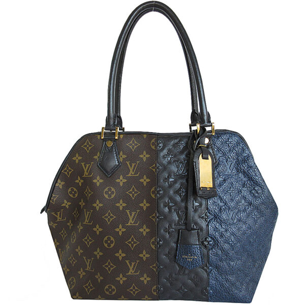 s0056a Louis Vuitton Block Stote Monogram Canvas Shoulder Bag Black