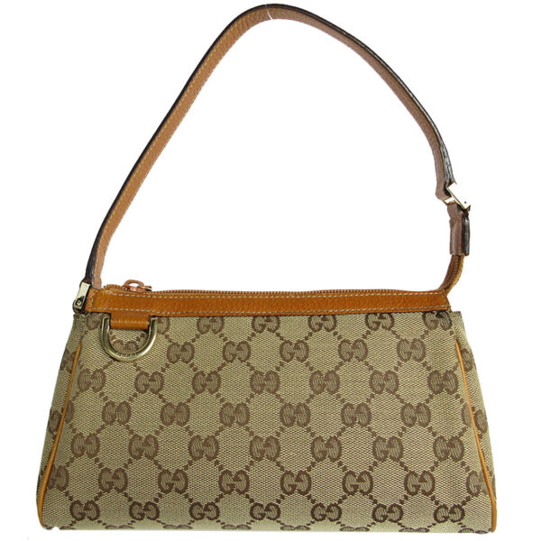 s0058a Gucci GG Canvas Leather Handbag Beige Brown