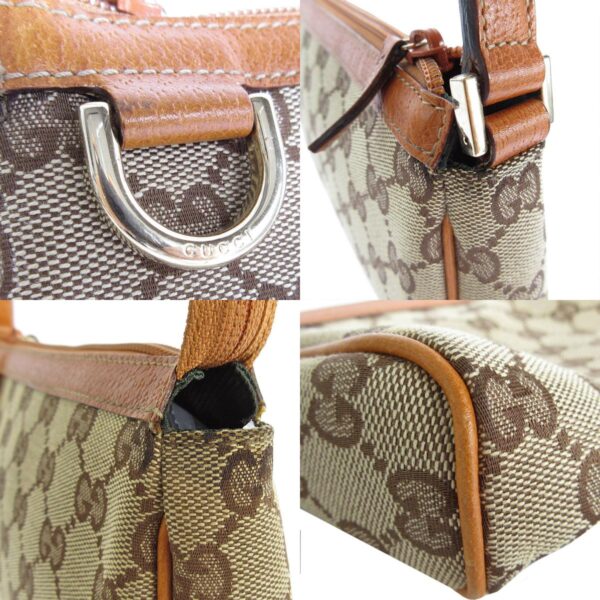 s0058a 6 c Gucci GG Canvas Leather Handbag Beige Brown