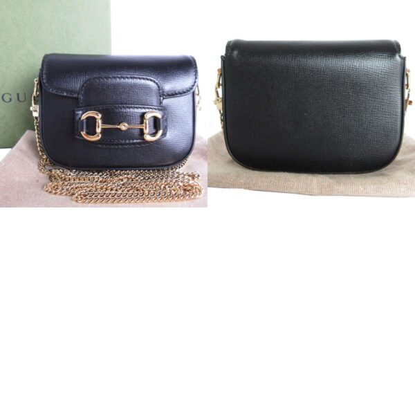 s0085a c Gucci Horsebit Leather Mini Pochette Black