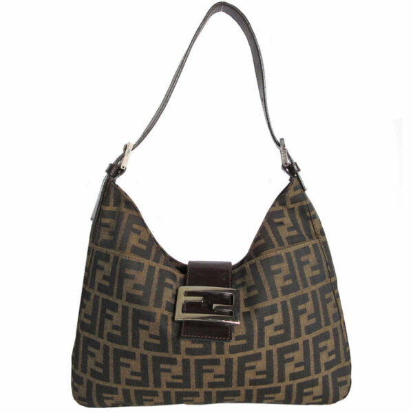 s0089a Fendi Zucca Shoulder Bag Canvas Brown