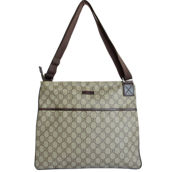 s0092a 2 Gucci GG Supreme Crossbody Shoulder Bag Beige Brown