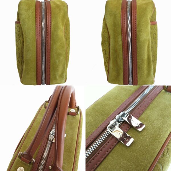 s0097a 2 c Celine Handbag Suede Leather Yellow Green Brown