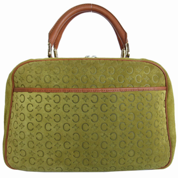 s0097a Celine Handbag Suede Leather Yellow Green Brown