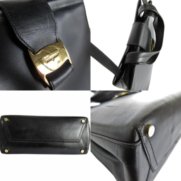 s0120f 6 c Salvatore Ferragamo Vara Leather Shoulder Bag Black