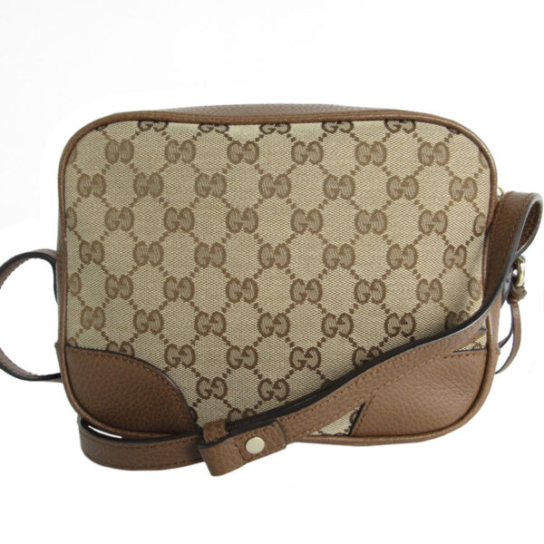 s0123f 1 Gucci GG Canvas Leather Crossbody Shoulder Bag Beige Brown