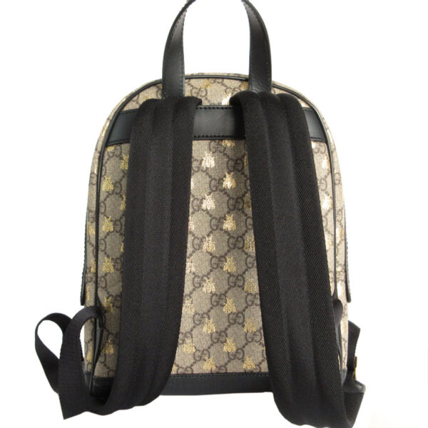 s0124g 1 Gucci GG Supreme Bee Backpack Beige Brown Black