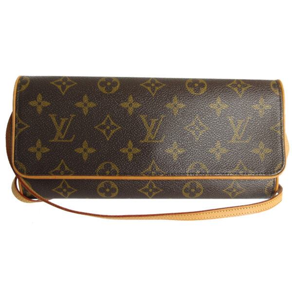 s0142f Louis Vuitton Pochette Twin GM Monogram Canvas Crossbody Bag Brown