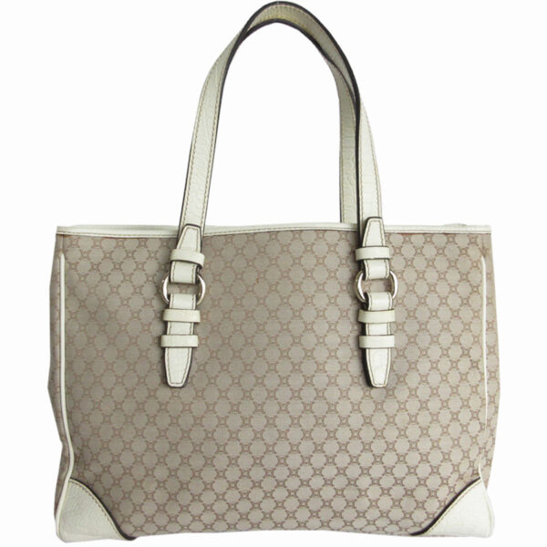 s0169a 1 Celine Macadam Tote Bag Canvas Leather Beige Off White