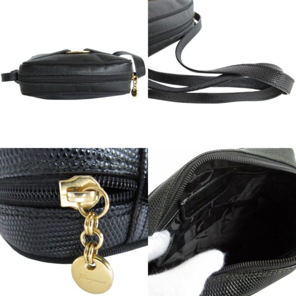 s0198a 6 c Salvatore Ferragamo Vara Embossed Leather Shoulder Bag Black