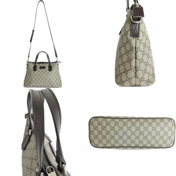 s0199a 2 c Gucci GG Supreme Leather Crossbody Shoulder Bag Beige Brown