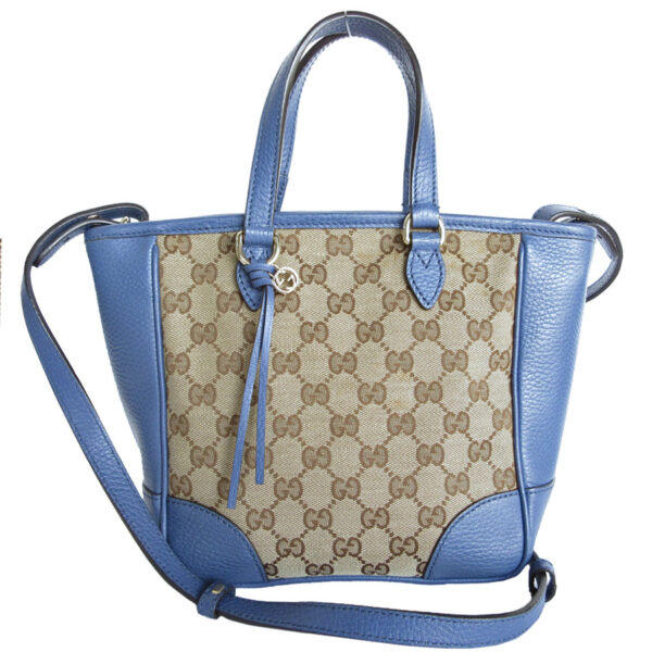 s0204g Gucci GG Canvas Leather Crossbody Shoulder Bag Beige Brown Blue