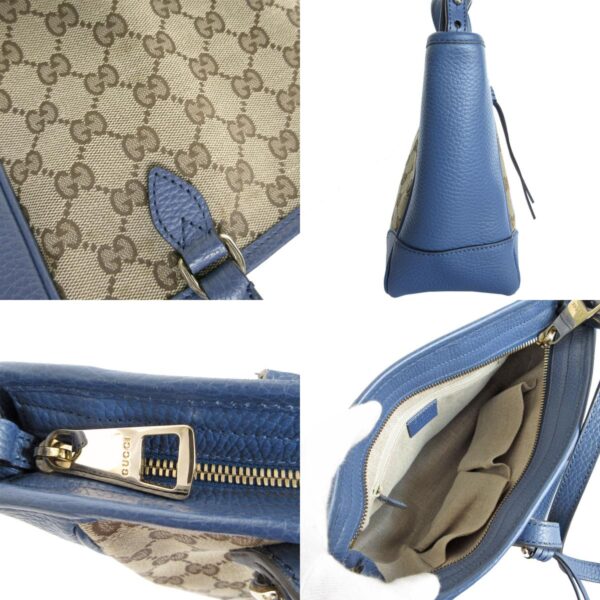 s0204g 6 c Gucci GG Canvas Leather Crossbody Shoulder Bag Beige Brown Blue