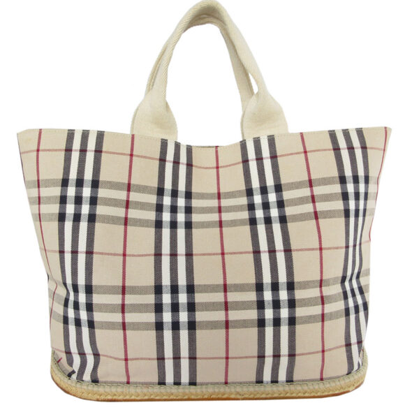 s0260 1 Burberry Canvas Rubber Handbag Beige