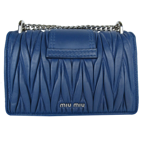 s0261g 1 Miu Miu Shoulder Bag Leather Rhinestone Blue