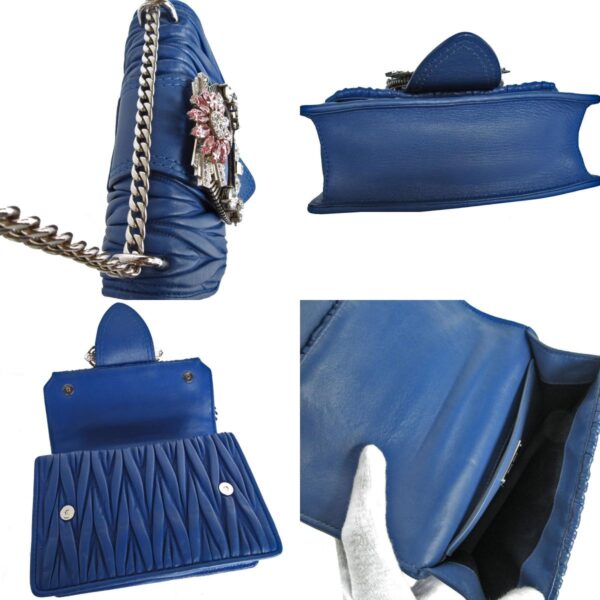 s0261g 6 c Miu Miu Shoulder Bag Leather Rhinestone Blue