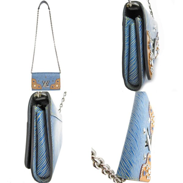 s0269a 2 c Louis Vuitton Portefeuille Twist Epi Leather Chain Bag Blue