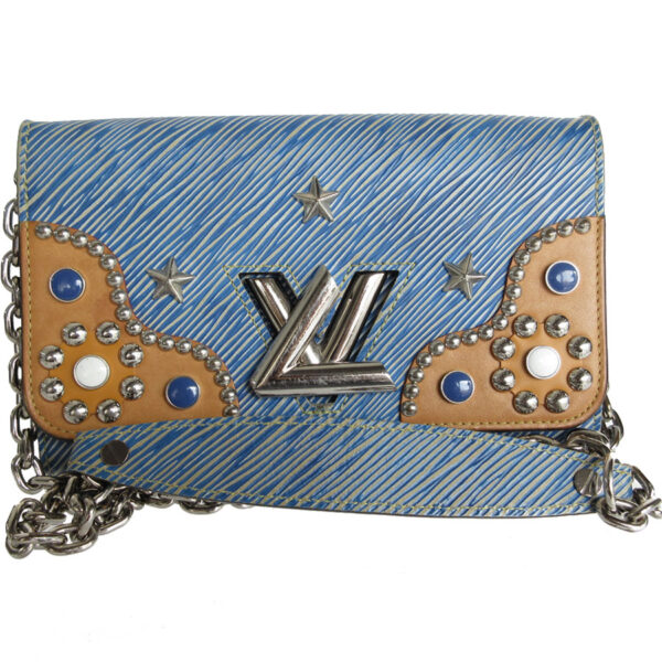 s0269a Louis Vuitton Portefeuille Twist Epi Leather Chain Bag Blue