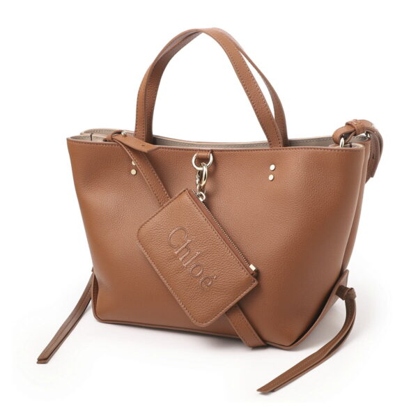 s119j3201 Chloe Sense East West 2Way Tote Bag Leather Tan Brown