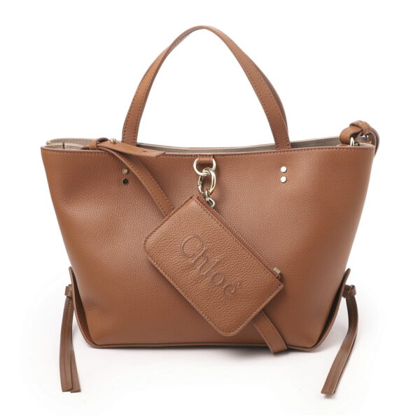 s119j3202 Chloe Sense East West 2Way Tote Bag Leather Tan Brown