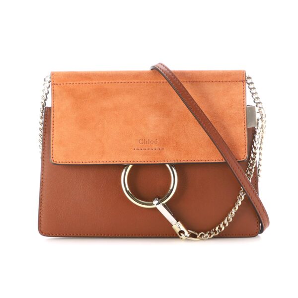 s202h2o02 Chloe Faye Mini Chain Bag Leather Classic Tobacco