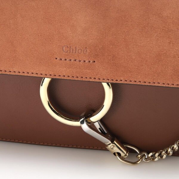 s202h2o07 Chloe Faye Mini Chain Bag Leather Classic Tobacco