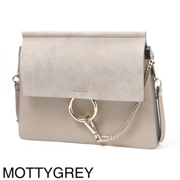 s231h2o10 Chloe Faye 2Way Shoulder Bag Leather Suede Motty Gray