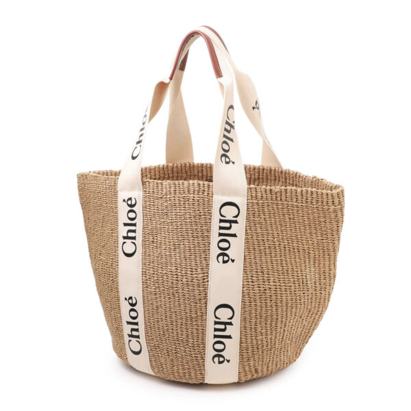 s380g5502 Chloe Woody Large Basket Bag Canvas White