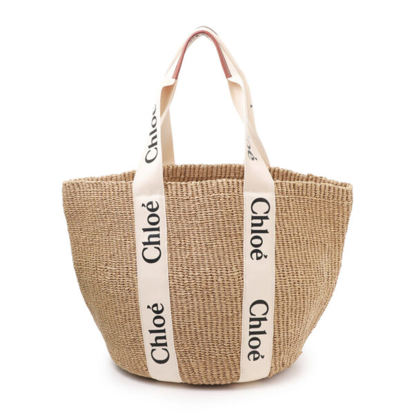 s380g5507 Chloe Woody Large Basket Bag Canvas White