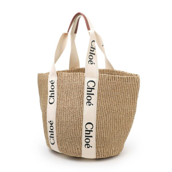 s380g5508 Chloe Woody Large Basket Bag Canvas White