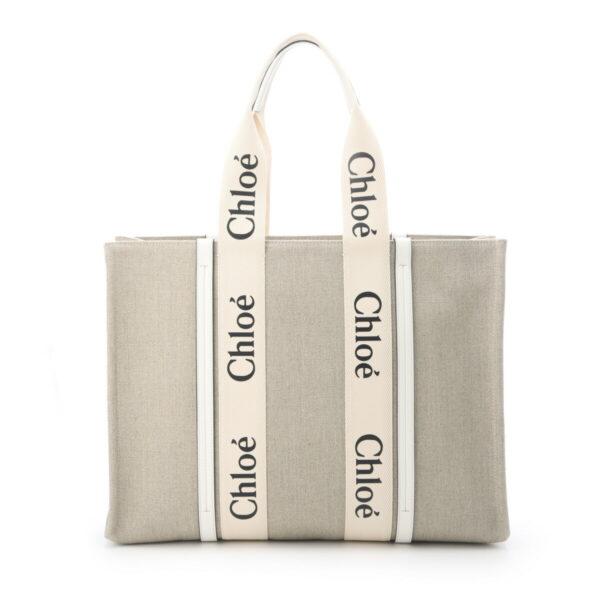 s382i2605 Chloe Woody Large Tote Bag Leather White