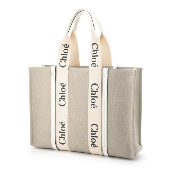 s382i2606 Chloe Woody Large Tote Bag Leather White