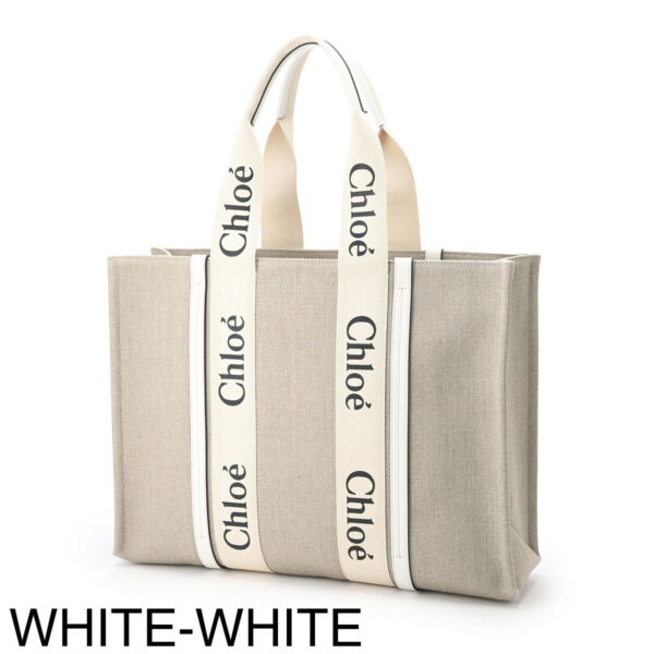 s382i2611 Chloe Woody Large Tote Bag Leather White