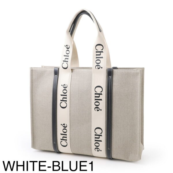 s382i2613 Chloe Woody Large Tote Bag Leather White