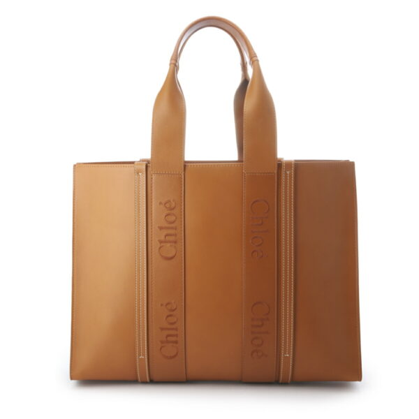 s382i6002 Chloe Woody Large Tote Bag Leather Caramel Brown