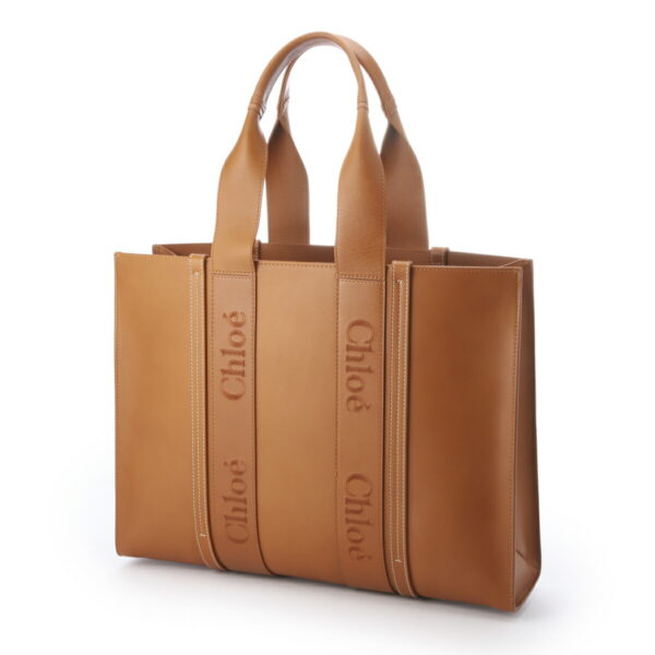 s382i6004 Chloe Woody Large Tote Bag Leather Caramel Brown