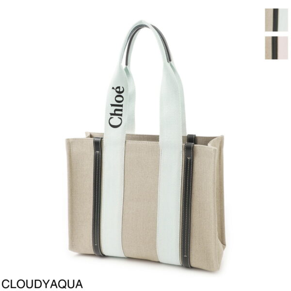 s383h0201 Chloe Woody Medium Tote Bag Leather Cloudy Aqua