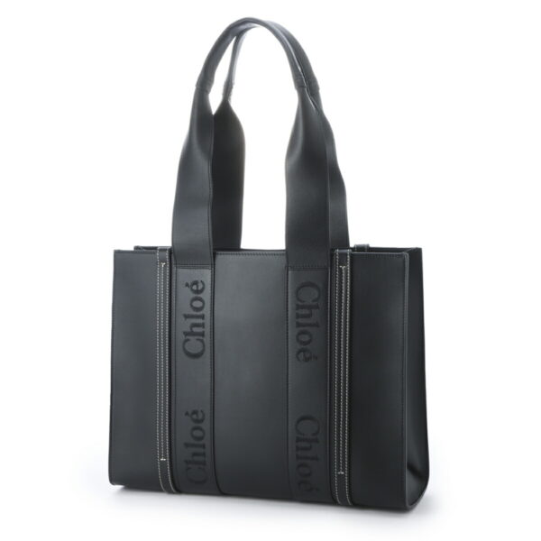 s383i6001 Chloe Woody Medium Tote Bag Leather Black