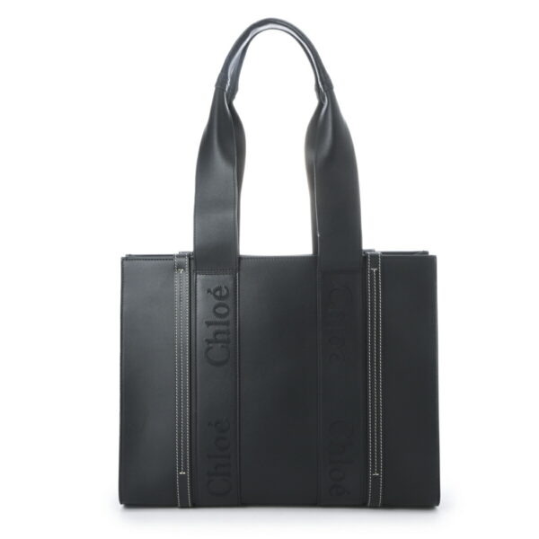 s383i6002 Chloe Woody Medium Tote Bag Leather Black