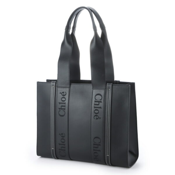 s383i6004 Chloe Woody Medium Tote Bag Leather Black