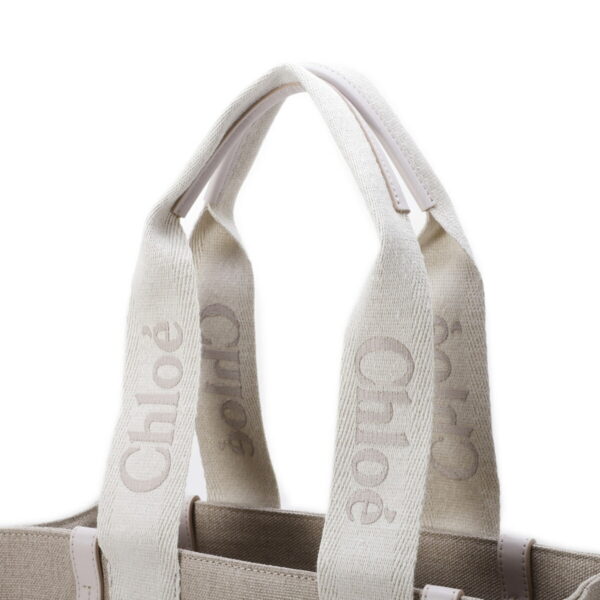 s383k3707 Chloe Woody Medium Tote Bag Leather Wild Gray