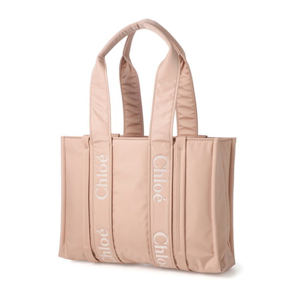 s383l4102 Chloe Woody Medium Tote Bag Canvas Rose Dust