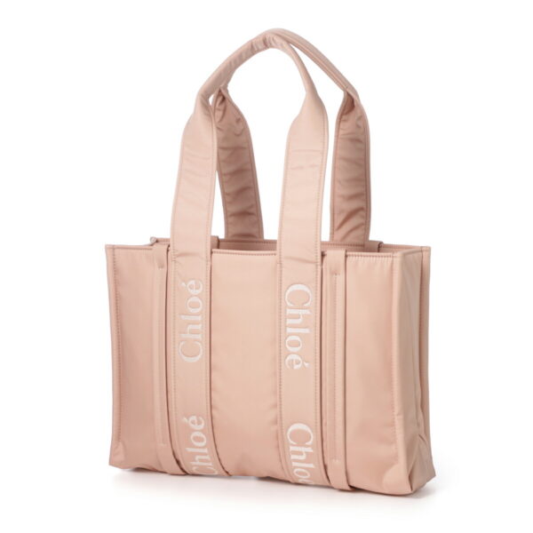 s383l4106 Chloe Woody Medium Tote Bag Canvas Rose Dust