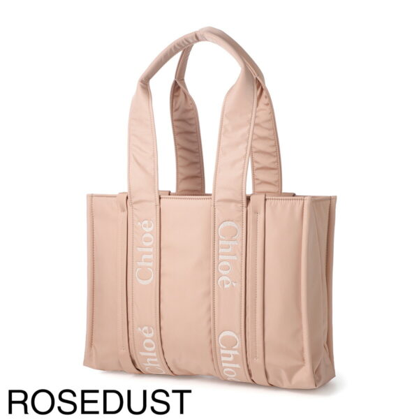 s383l4111 Chloe Woody Medium Tote Bag Canvas Rose Dust