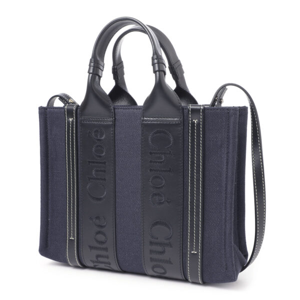 s397j2701 Chloe Woody Small Tote Bag Leather Deep Denim Blue