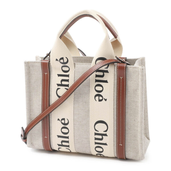 s397j2801 Chloe Woody Small Tote Bag Leather White Brown